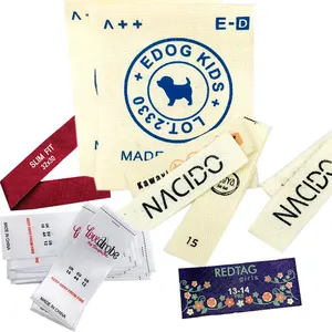 Logo stampato serigrafato personalizzato abbigliamento cotone raso Nylon materiale etichetta in tessuto dimensioni lavaggio cura abbigliamento etichetta etichette per indumenti