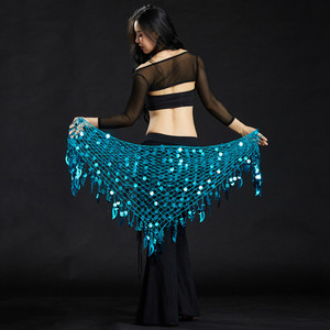 MeeTee-H-J68 de lentejuelas para mujer, Falda de baile con cadena, colorida, para el vientre