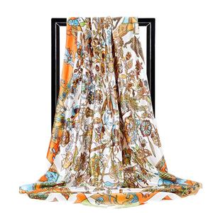 Sciarpa di seta moda Foulard alberi stampato scialle in raso sciarpa 90*90cm quadrati di seta <span class=keywords><strong>capelli</strong></span>/testa sciarpe donne <span class=keywords><strong>Bandana</strong></span> grande Hija - Product Image 3