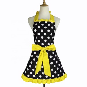 Duolai <span class=keywords><strong>Fancy</strong></span> Nieuw Design Groothandel Katoenen Keukenjurk Rood Polka Dot Schort Voor Vrouwen - Product Image 2