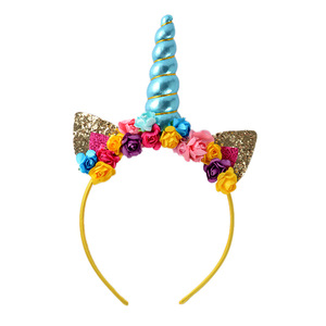 Date Produit Sequin Chat Oreilles Licorne Match de Bandeau BRICOLAGE À La Main Fleur Bandes de Cheveux Pour Les Filles - Product Image 5