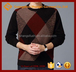 M2017 vente chaude Hommes 12GG <span class=keywords><strong>cachemire</strong></span> col rond vérifié patter ordinateur chandail tricoté guangzhou - Product Image 1