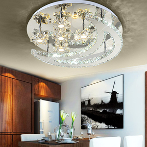 Plafonnier romantique à LED en forme de lune et d'étoile, luminaire en cristal pour chambre à coucher ou café - Product Image 5