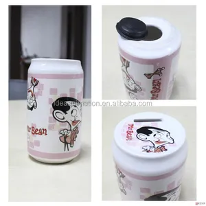 OEM cartoon cup shape mini plastic metal coin bank drink bottle kids safe box