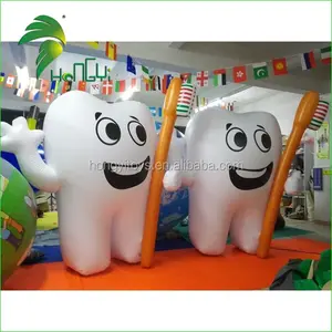 Balão de dente inflável gigante, balão de dente inflável personalizado com escova de dentes para anúncio