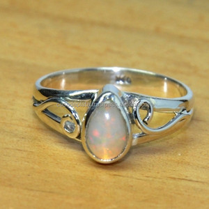Anillos de Plata de Ley 925 al por mayor, joyería hecha a mano de ópalo Etíope para mujer, anillo Chapado en plata de último diseño - Product Image 1
