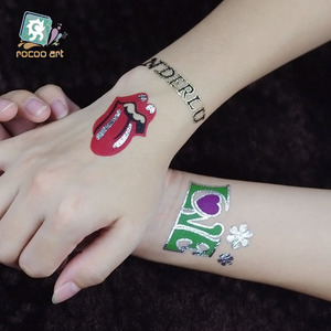 <span class=keywords><strong>Tatuajes</strong></span> <span class=keywords><strong>Temporales</strong></span> metálicos de FLASH de larga duración de la hoja de oro del vendedor superior - Product Image 5