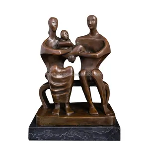 large abstract art bronze family of three sculpture for sale