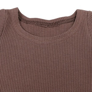 Ropa Infantil al por Mayor, Conjunto <span class=keywords><strong>de</strong></span> Manga Larga con Diseño Simple, Top y Pantalones Largos con Vendaje, Algodón Waffle, Traje para Bebé - Product Image 5
