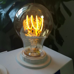 Bombilla <span class=keywords><strong>LED</strong></span> de filamento curvada A60 de <span class=keywords><strong>4W</strong></span>, luz de filamento <span class=keywords><strong>LED</strong></span> en espiral E26 <span class=keywords><strong>E27</strong></span> - Product Image 3