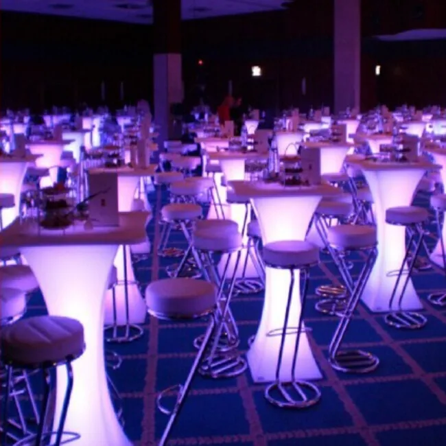 Tall Cocktail Light Up High Table Bar Chairs and Table Portable Table Recharge LED Light