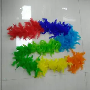 Wholesale multicolor decorative 40g turkey feather boas rainbow feather boa for dance using