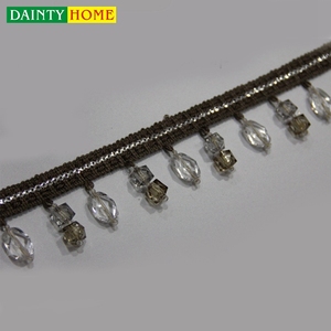 Chine Fringe <span class=keywords><strong>Rideau</strong></span> Conception <span class=keywords><strong>Carré</strong></span> Dentelle Perlée Fringe - Product Image 2