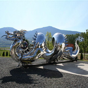De gran tamaño decoración de jardín de acero inoxidable pulido espejo dragón chino ESTATUA PARA al aire libre - Product Image 5