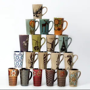 16oz Fine Quality Ceramic Tall Custom Coffee Mugs With Print Custom Print Mugs
