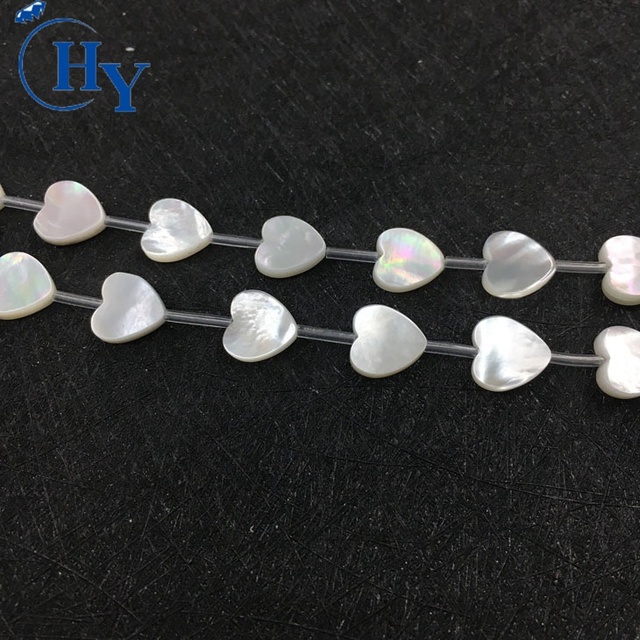 Natural Lightweight White Heart Shape Shell Beads Loose Mother of Pearl for Jewelry Making and DIY Beading Craft