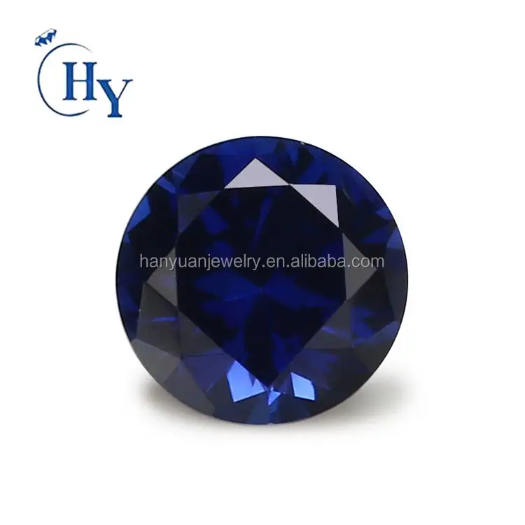 Industrial loose gemstone 6mm 34# round cut synthetic corundum blue sapphire