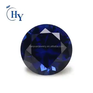 Промышленный свободный драгоценный камень 6 мм 34 # синтетический корундовый синий сапфир круглой огранки