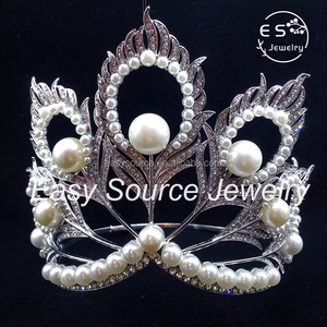 Couronne de diadème en <span class=keywords><strong>plume</strong></span> de paon pour femme, accessoires pour cheveux de mariée, spectacle, thème de paris, - Product Image 3