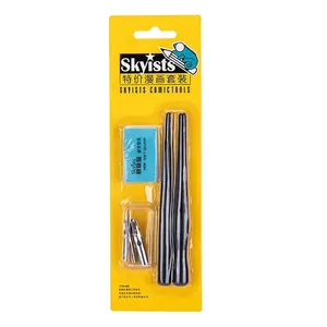 Skyists Comic Strumenti Stylography Giapponese Calligrafia Penna Set Rame Script Obliquo Plastica Dip Penna Pennino Holder + 5 Pennino