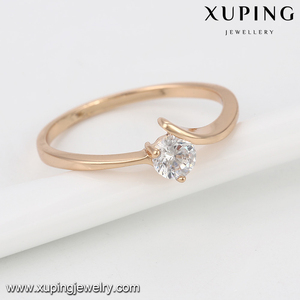 13809 Xuping 18K color oro refinado anillo de <span class=keywords><strong>compromiso</strong></span> con diamante blanco <span class=keywords><strong>solitario</strong></span> para mujeres - Product Image 3