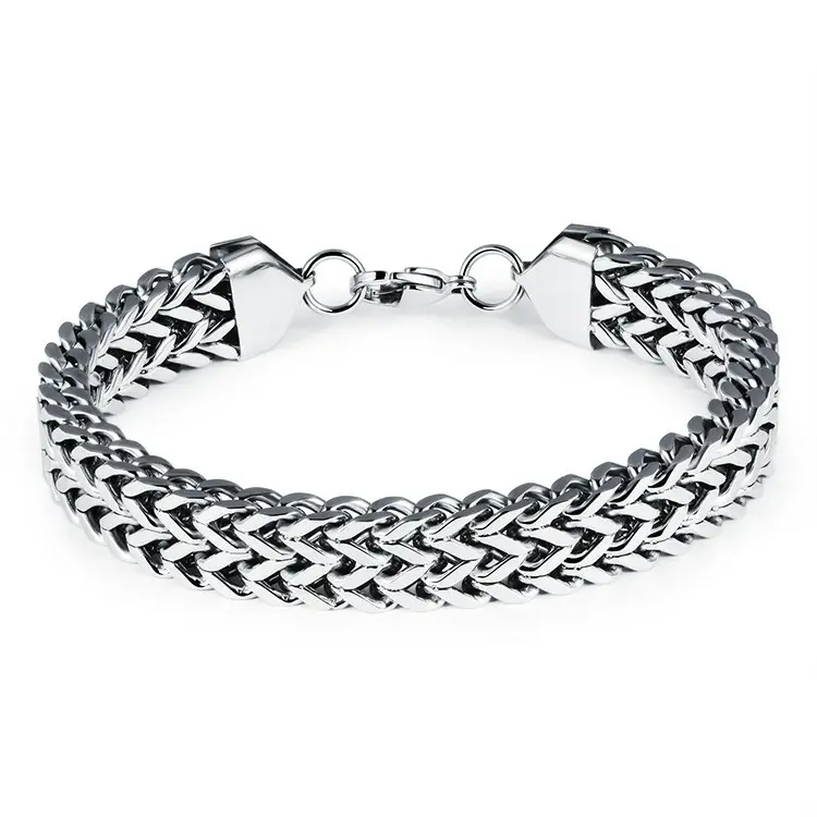 Marlary Low MOQ Hand Mirror Polishing Shinning Silver Color Men' Stainless Steel Basic Chain Bracelet Jewelry