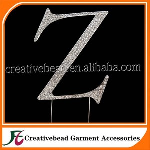 Metallo strass argento cake toppers in qualsiasi scritto della lettera a b c d e f g h j k l m n p r s t v w& z cake topper - Product Image 6