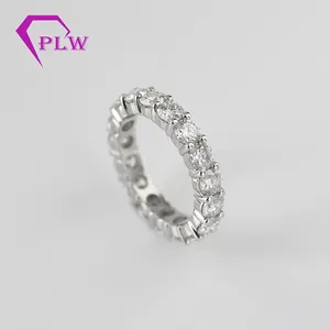 Provence gem EF color 3mm hearts arrows cut moissanite eternity band 14k solid white gold jewelry