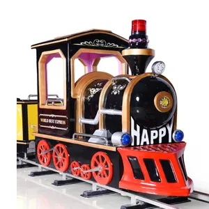 Antique Train Amusement Park equipment wooden train track set kids amusement park track train for sale