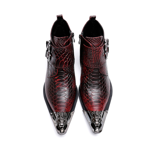 NA147 stivali eleganti da <span class=keywords><strong>uomo</strong></span> di moda formale di lusso stivali eleganti da <span class=keywords><strong>uomo</strong></span> <span class=keywords><strong>in</strong></span> vera <span class=keywords><strong>pelle</strong></span> firmati stivaletti stivali da moto da festa rossi - Product Image 3