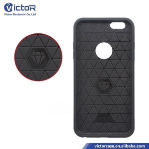 2017 productos más populares 2 en 1 TPU PC Combo fibra de carbono Funda para movil con la pata de cabra para iPhone 6 plus - Product Image 1