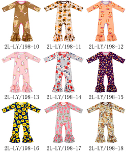 Otoño e Invierno los niños ropa naranja y blanco rayas manga larga Ruffle Icing Bottom bebé niños algodón Jumpsuit - Product Image 6