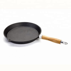 Sartén para freír <span class=keywords><strong>de</strong></span> hierro fundido con mango <span class=keywords><strong>de</strong></span> madera, Popular - Product Image 1