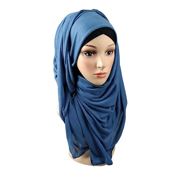 Grosir Pabrik Tiongkok gaya pewarna elastisitas baik Fashion Jersey Hijab  warna polos panjang syal penutup kepala jersey wanita