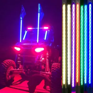 Led Light Whip 2pc 3ft LED Whip Lights W/ Flag 21 Modes 20 Colors Wireless Remote Weatherproof Lighted Antenna LED Whip