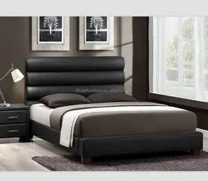 Encantadora cama de cuero negro Bk, preciosa cama de piel sintética de Celine en colores negro o marrón