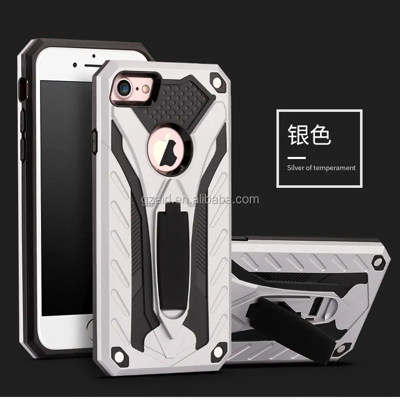 Universele Shockproof Phantom Knight Vier Hoeken Breukvast Silicon Armor Case Voor Iphone 8 Telefoon Stealth Kickstand Case