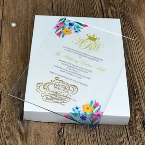 Invitación de tarjeta de boda acrílica de moda de grado superior, tarjeta de invitaciones acrílicas