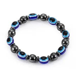 LGU-40 joyería hecha a mano elástico piedra azul ojo turco pulsera