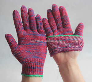Guantes de trabajo de seguridad tejidos a mano de tela de algodón rojo - Product Image 5