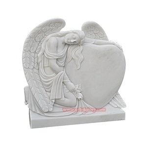 <span class=keywords><strong>Statue</strong></span> di Angeli con Ali Bianche in Pietra Naturale, Lapidi in <span class=keywords><strong>Marmo</strong></span> Nero a Forma di Cuore in Stile Europeo, Pietre Tombali in Granito - Product Image 2