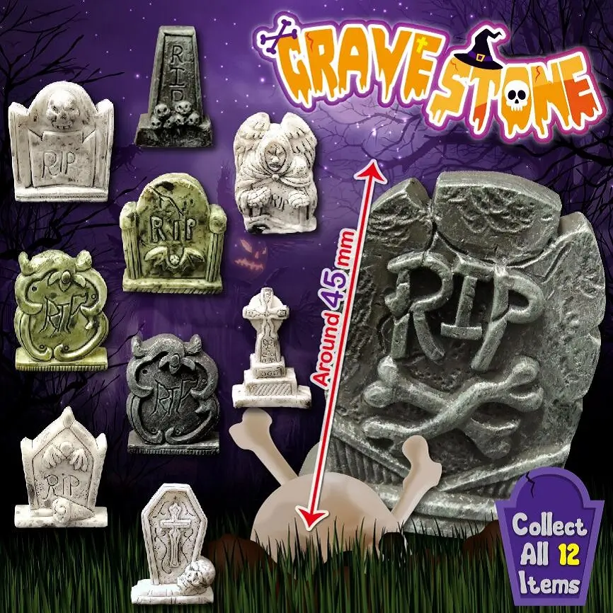 Dekoration Bulk Halloween Haunted Tomb Kleine Gashapon Kunststoff PVC Spielzeug Grab Brief besch werer mit Kapsel