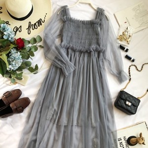 Nuova Vendita Calda Del Merletto Della Maglia Del Vestito Casuale Partito Del Randello di Usura Delle Donne A Vita Alta Elegante Vestito Lungo Sexy Vestiti della Molla E11069 - Product Image 1