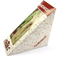 Boîte à sandwich jetable en papier kraft alimentaire avec fenêtre transparente en PET, emballage à emporter pour boulangerie, personnalisation disponible
