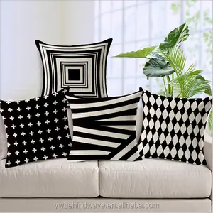 Housse de coussin avec insertion de haute qualité, taie d'oreiller blanc et noir, vente en gros