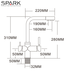 Rubinetto <span class=keywords><strong>a</strong></span> <span class=keywords><strong>Tre</strong></span> <span class=keywords><strong>Vie</strong></span> con Doppia Maniglia Girevole per Acqua Potabile - Product Image 6