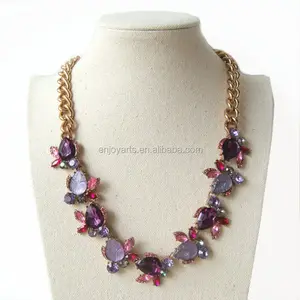 Luxury Shiny Jewels Decorated Golden Chain Necklace(Z01033d)