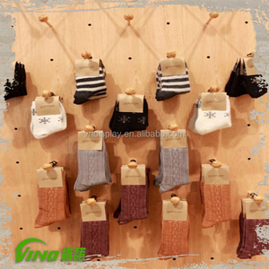 High quality Pins wood <b>board</b>, wood wall shelf, wooden pegboard wall decoration for sport socks or man suit fixture store - Product Image 3