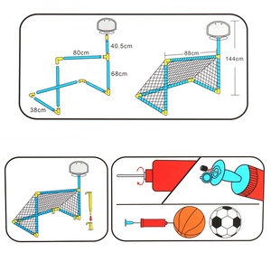 쉬운 2 in 1 농구 세트 장난감 점수 축구 게임 야외 뒤뜰 재미 여름 놀이-목표 w/ <span class=keywords><strong>Net</strong></span>, 축구 공, 펌프 포함 - Product Image 5