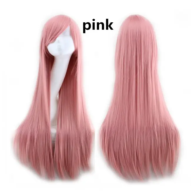 80cm long straight Cosplay wig womens party wig synthetic hair wigs